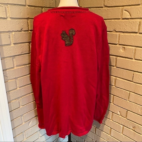 Christopher Banks CJ Hand Embroidered Squirrel Holiday Sweater Soft Size 2X - Picture 5 of 9